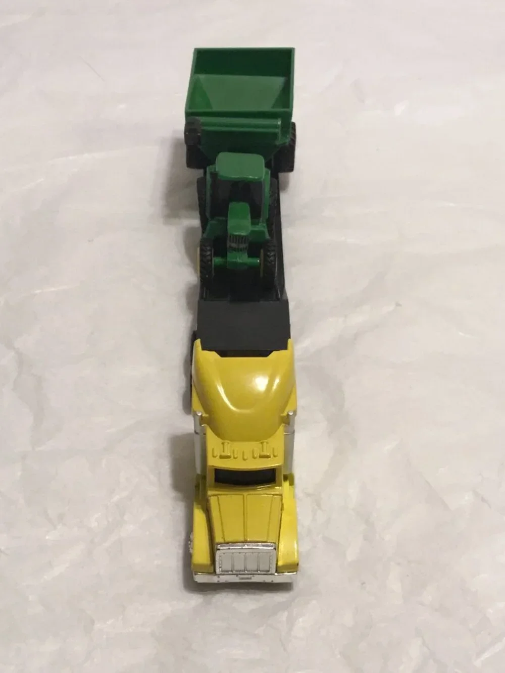 Vintage die cast John Deere tractor trailer and trailer w/ tractor and grain bin